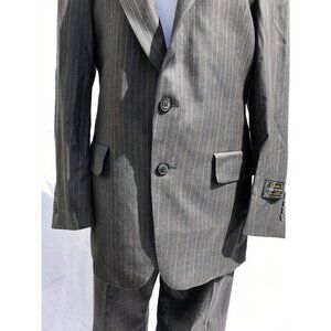 Vtg 80s Mens GQ Christian Dior Monsieur Suit Stripe Geo Blazer Pants 38 32  Luxe